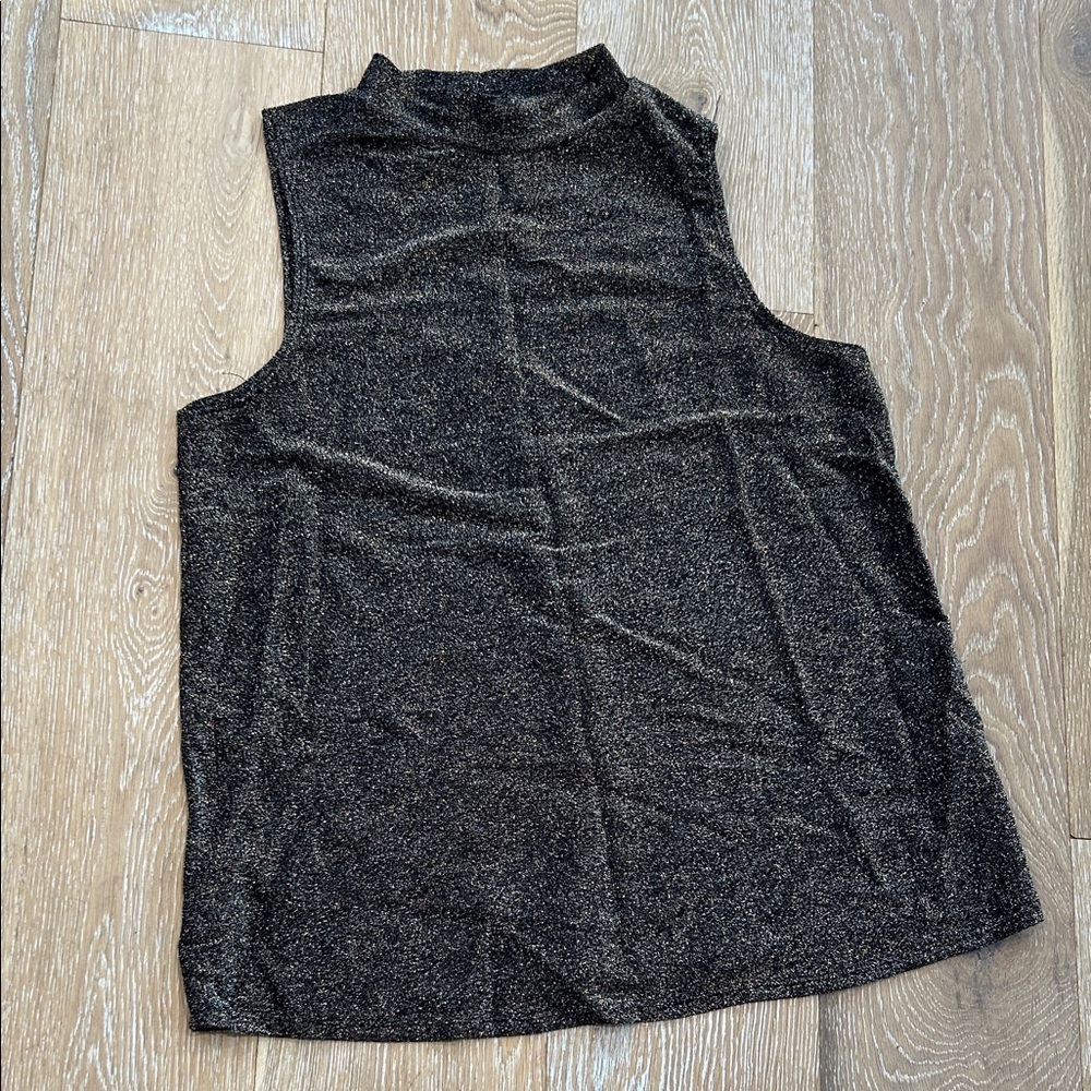 Express Black and Gold High Neck Glitter Sparkle Sleeveless Top.